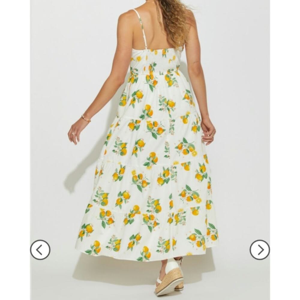 Mi Ami Francesca's Giana Orange Fruit Print White Maxi Dress Boho Chic Summer M - Picture 6 of 16